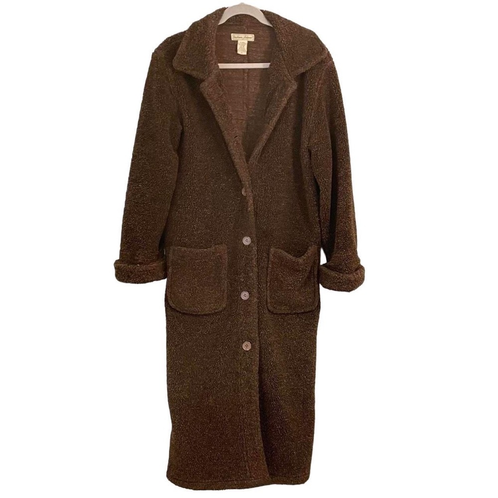 Brown full length teddy coat